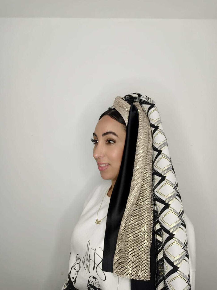 מטפחת משולב שחור זהב